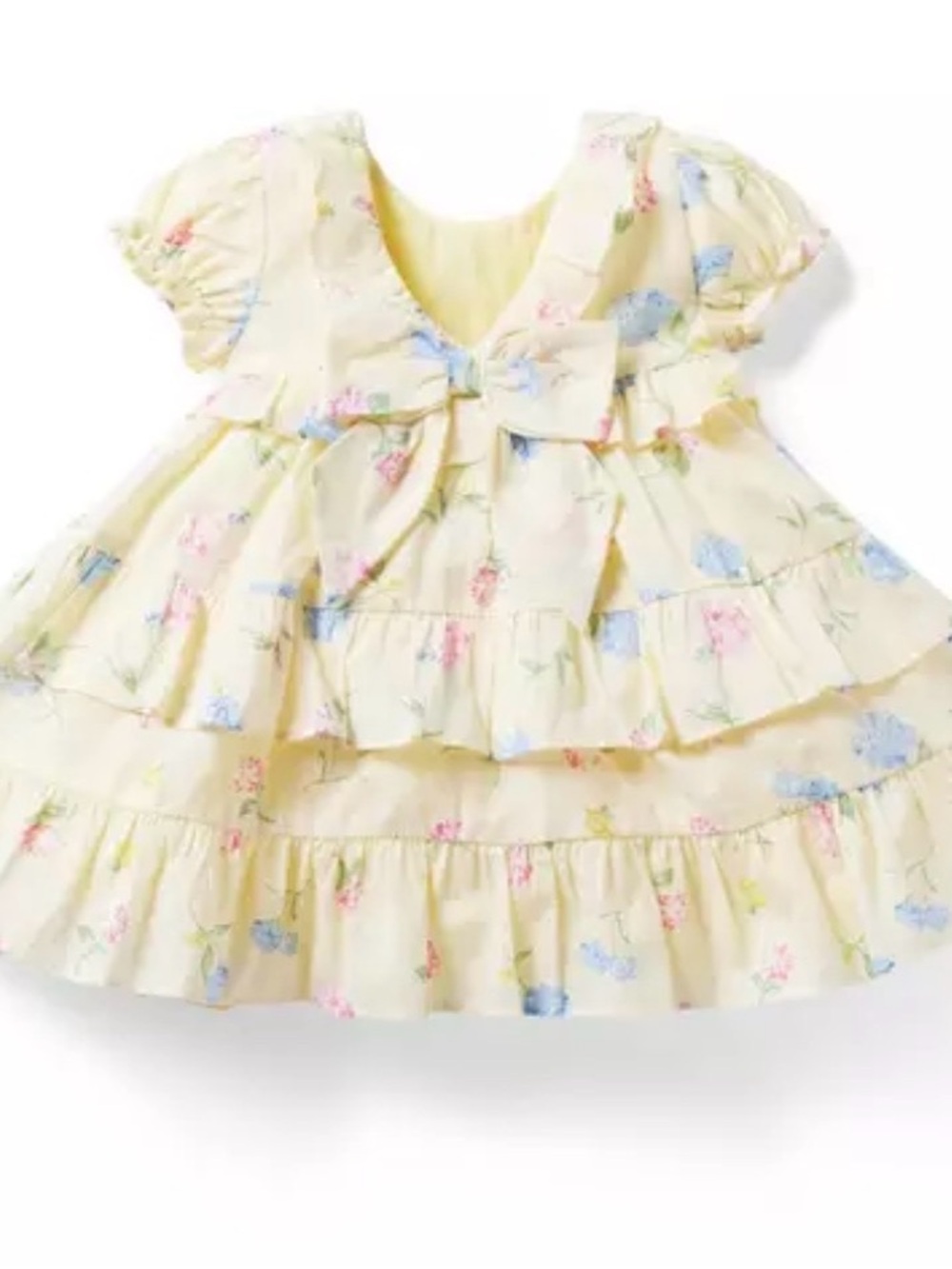 Janie and Jack Yellow Floral Ruffle Dress with Pink and Blue Blooms - Picture 3 of 9